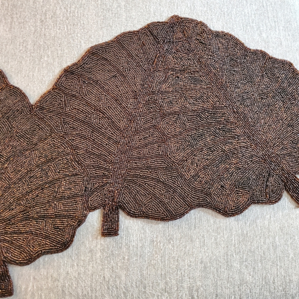 Leaf-Shaped Beaded Table Runner